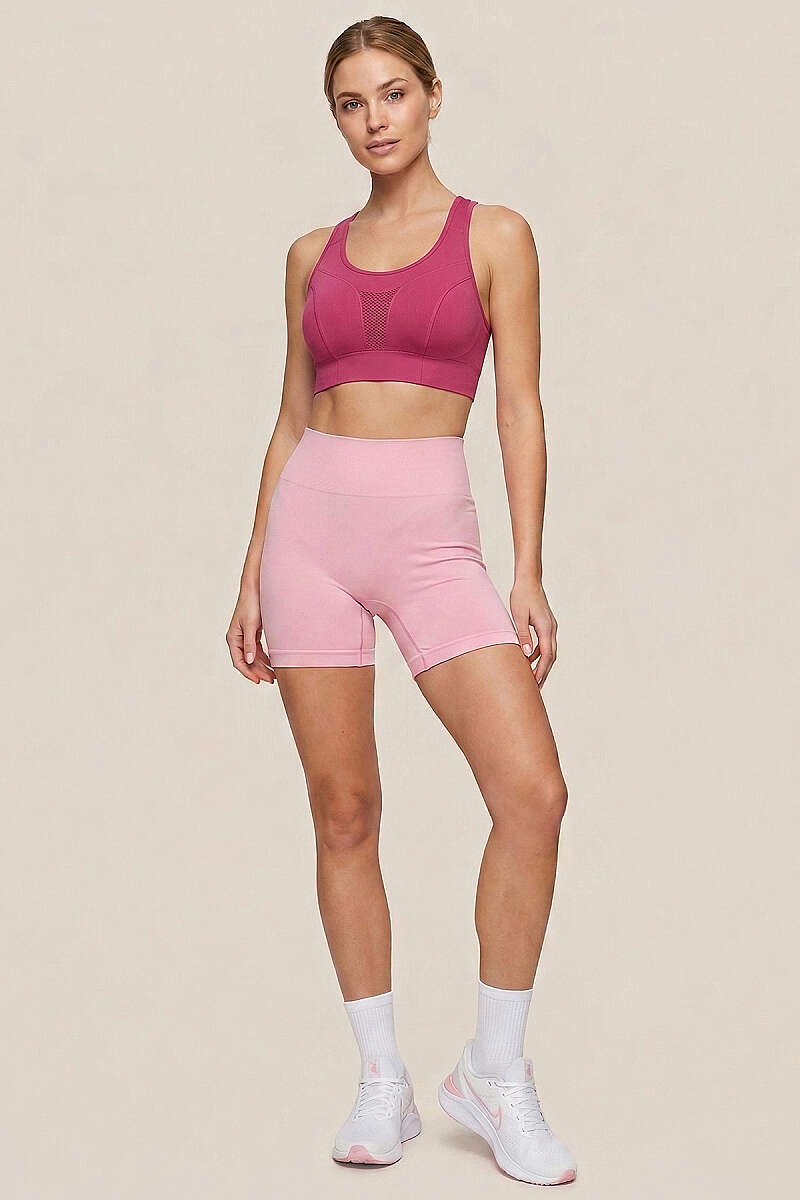 Sports Shorts with Waist Seam - Pink