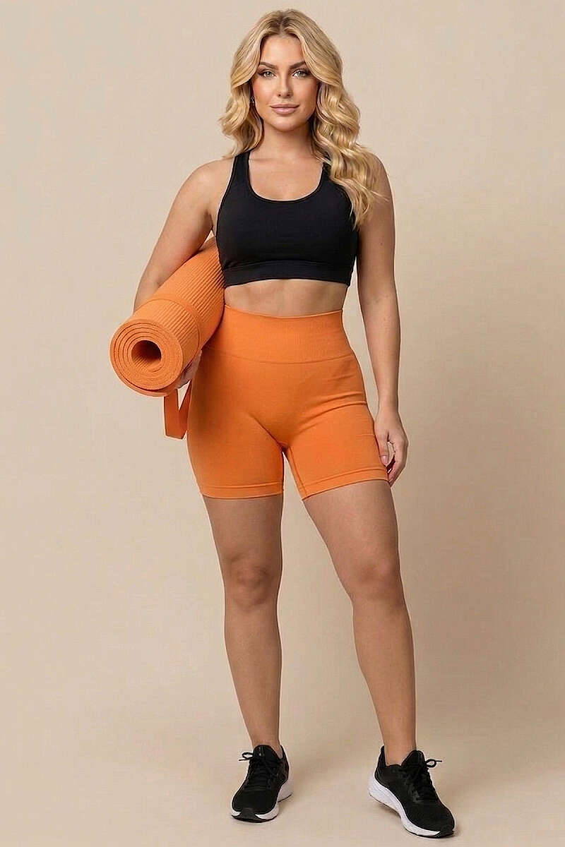 Sports Shorts with Waist Seam - Orange