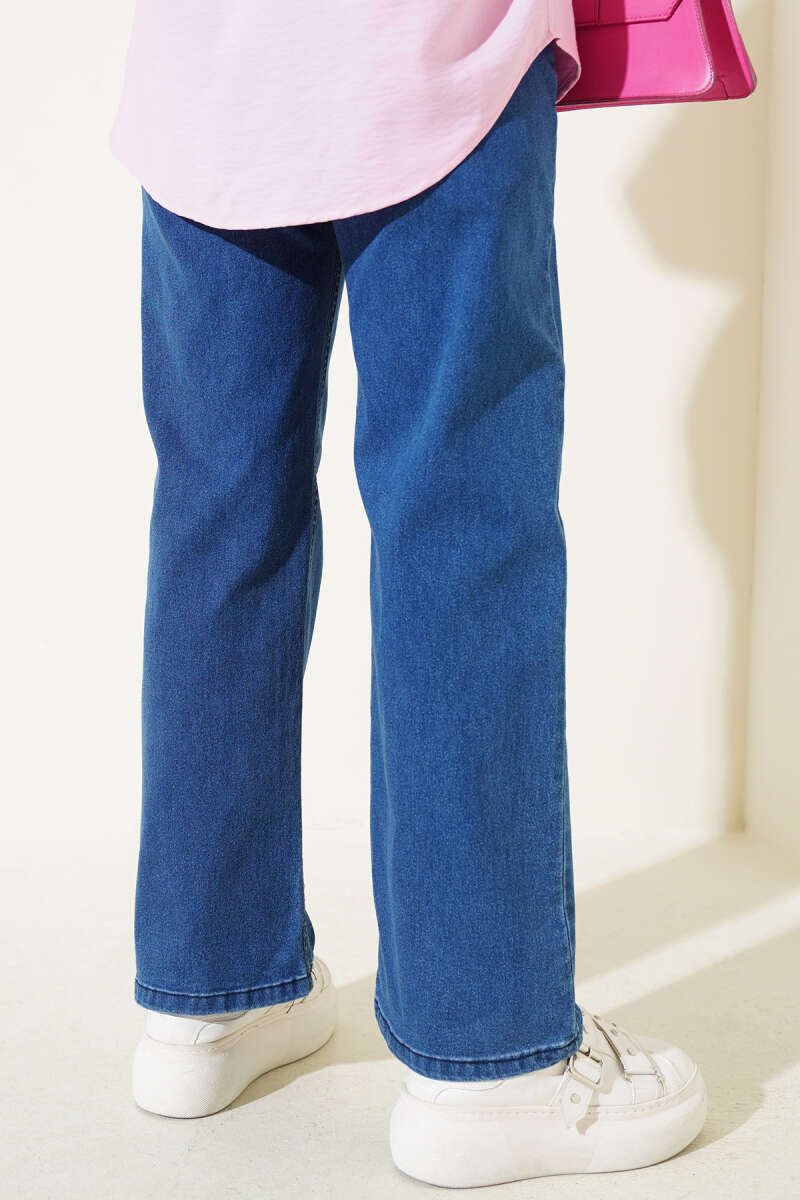 Wide-Leg Jeans with Waist Buttons - Classic Denim