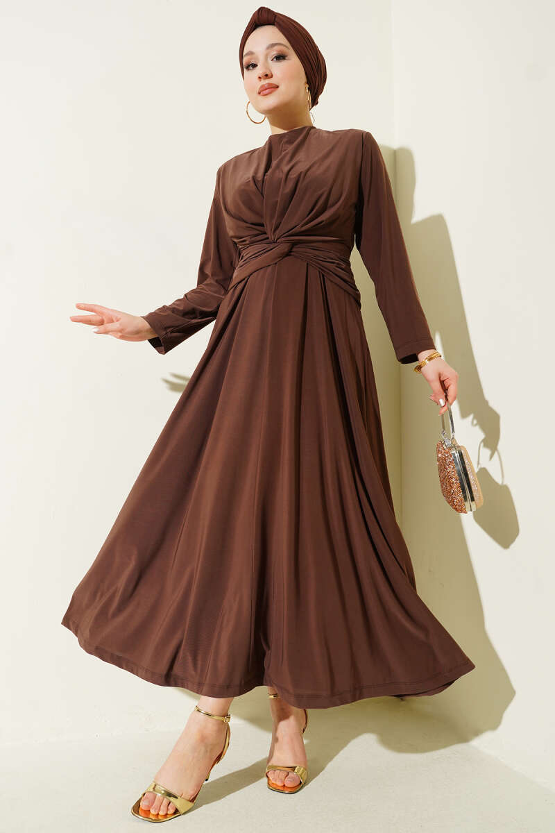 Sandy Dress with Knotted Waist - Chestnut