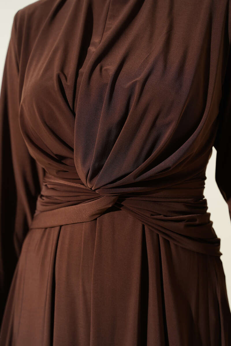 Sandy Dress with Knotted Waist - Chestnut