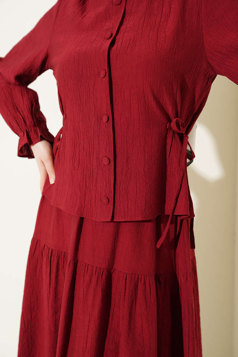 Tie-Waist Skirt Set - Burgundy