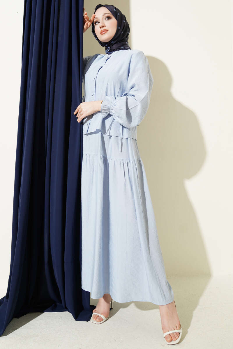 Tie-Waist Skirt Set - Ice Blue