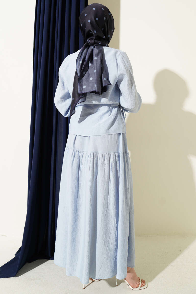 Tie-Waist Skirt Set - Ice Blue