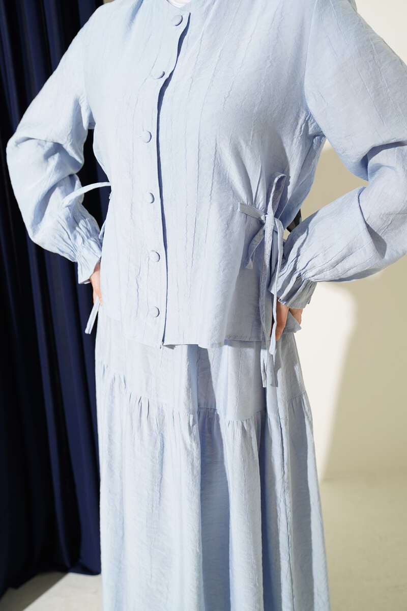 Tie-Waist Skirt Set - Ice Blue