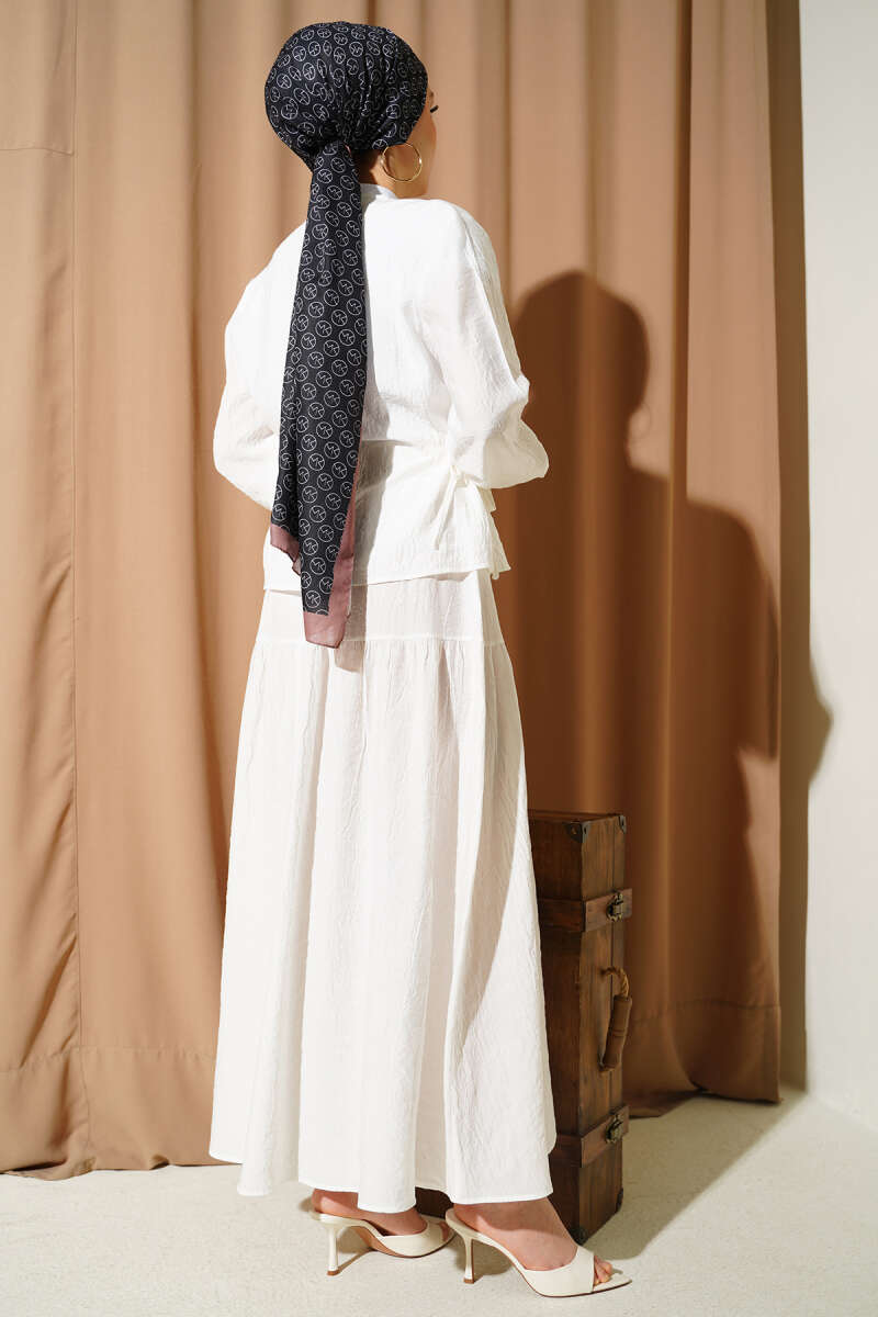 Tie-Waist Skirt Set - Ecru