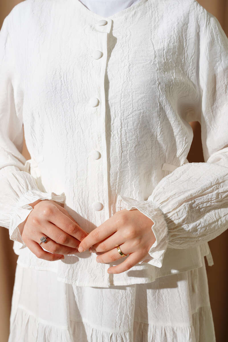 Tie-Waist Skirt Set - Ecru