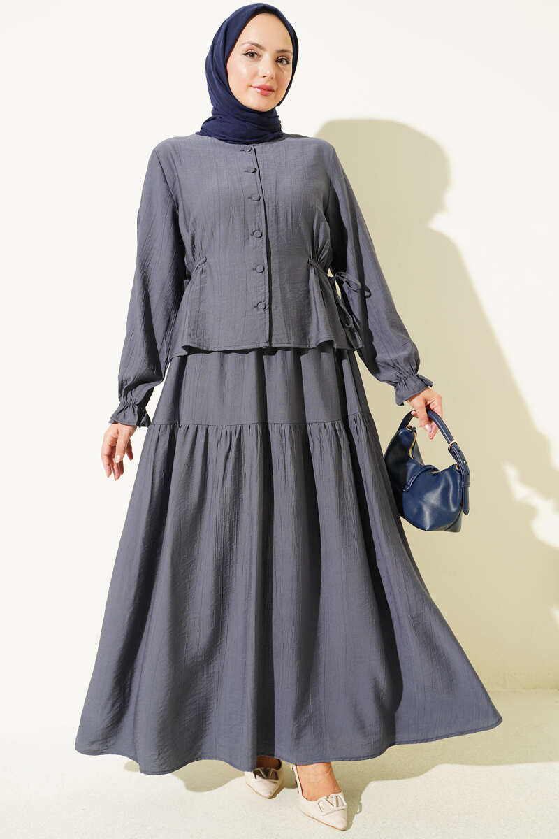 Tie-Waist Skirt Set - Smoke Grey