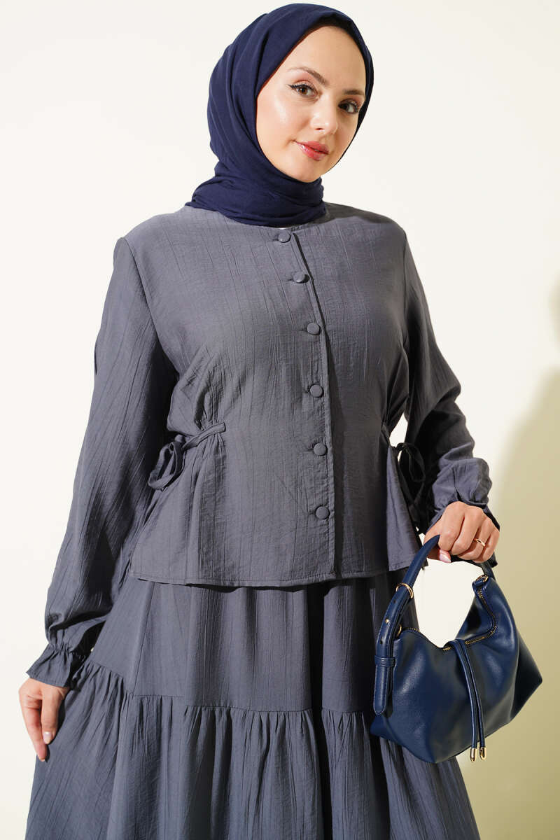 Tie-Waist Skirt Set - Smoke Grey