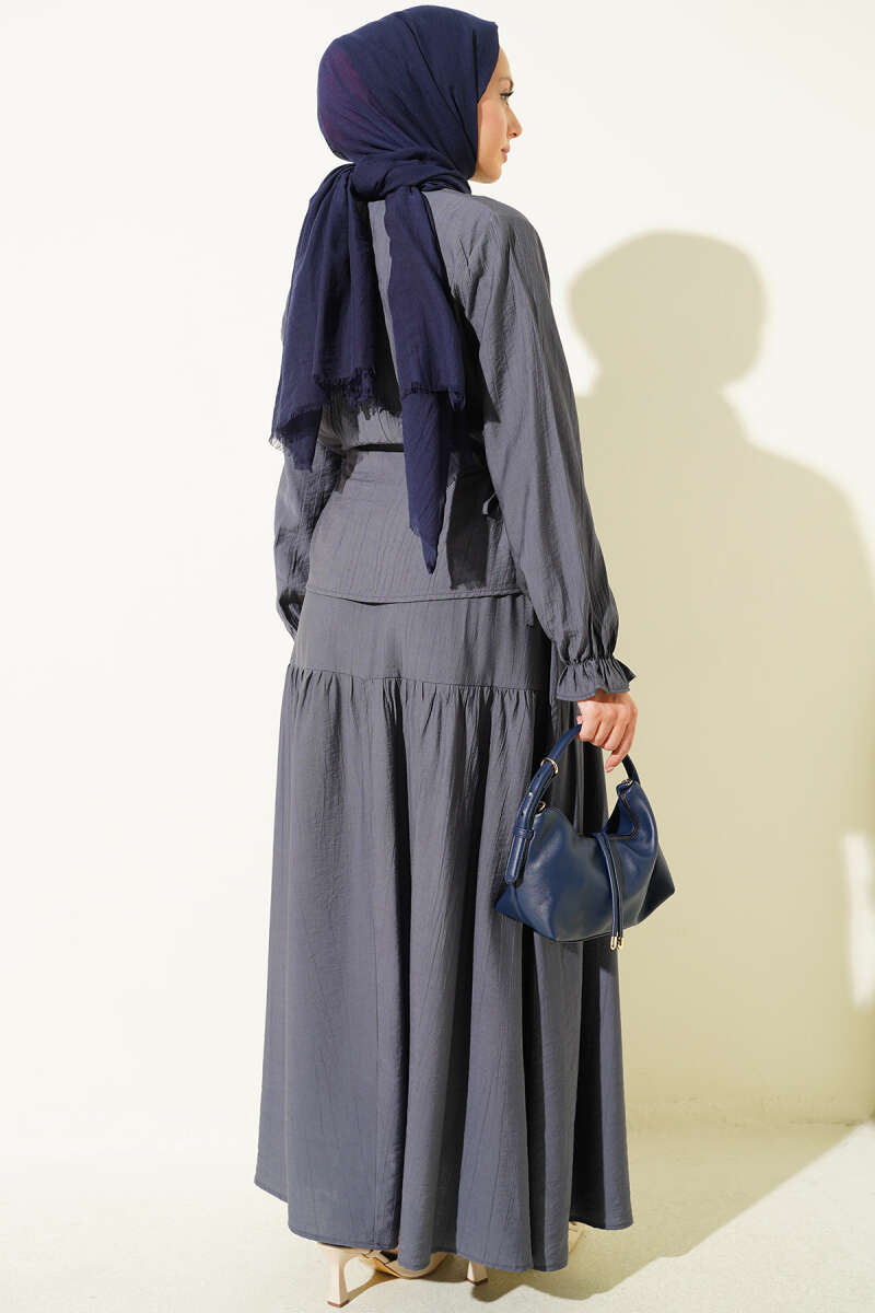 Tie-Waist Skirt Set - Smoke Grey