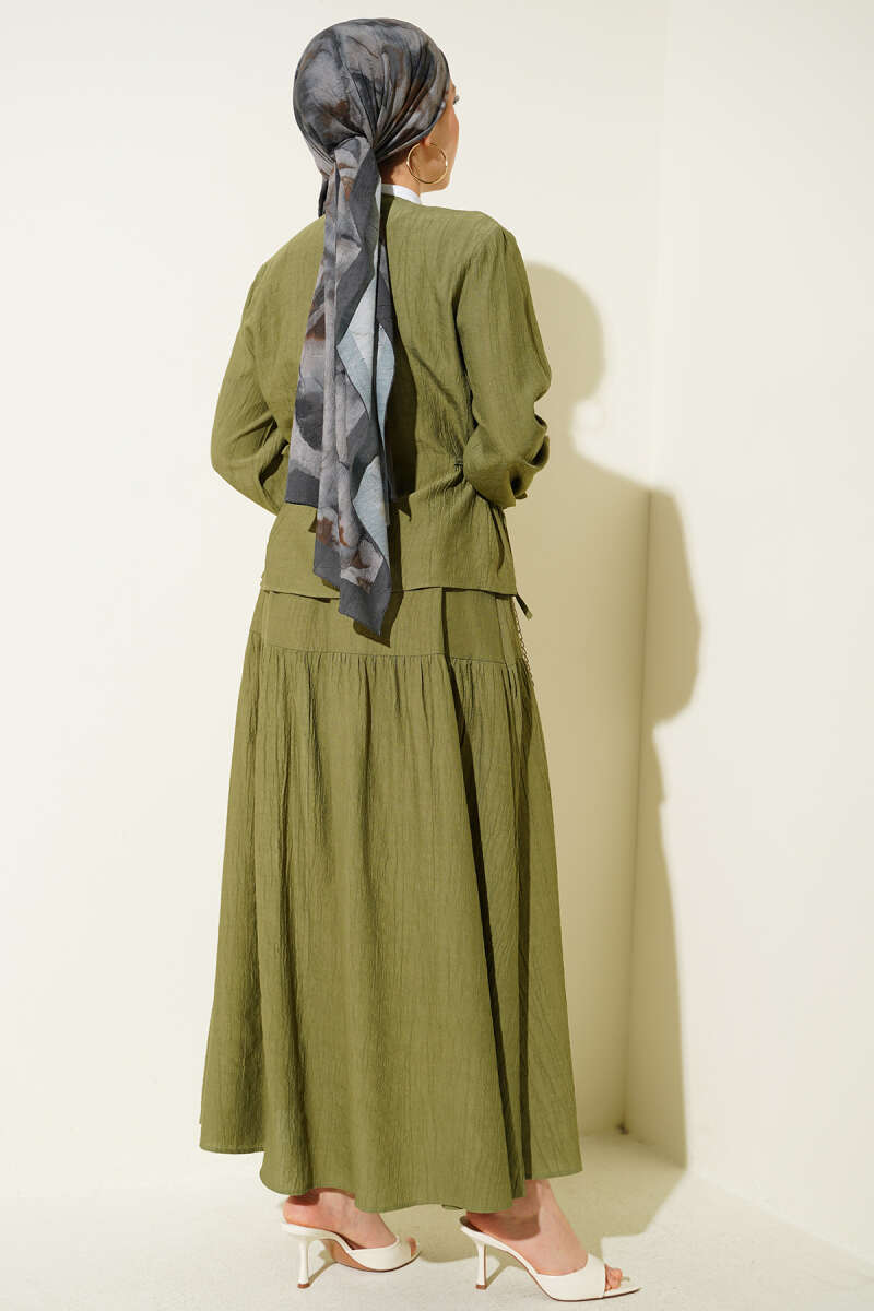 Tie-Waist Skirt Set - Khaki