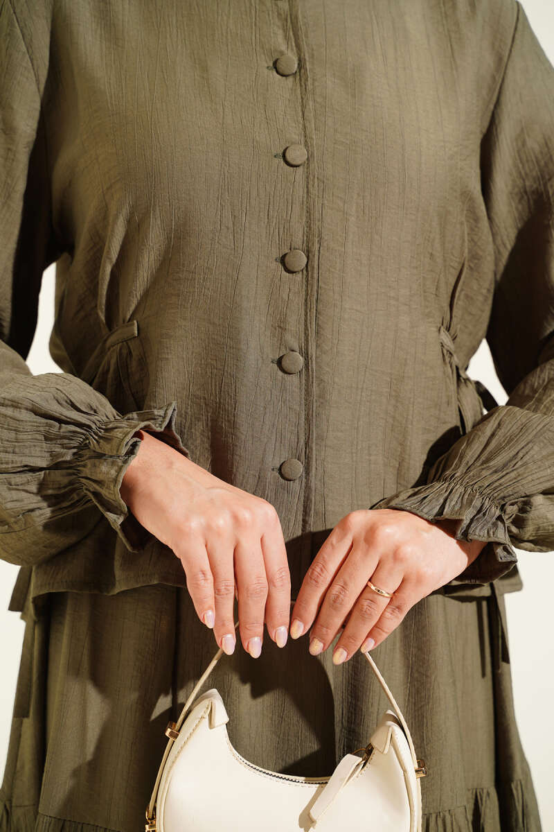 Tie-Waist Skirt Set - Dark Khaki