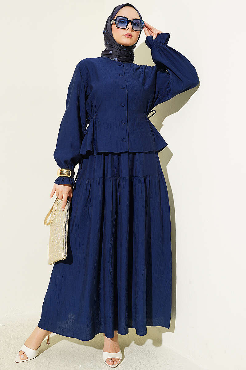 Tie-Waist Skirt Set - Navy