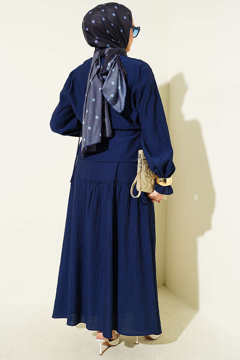 Tie-Waist Skirt Set - Navy