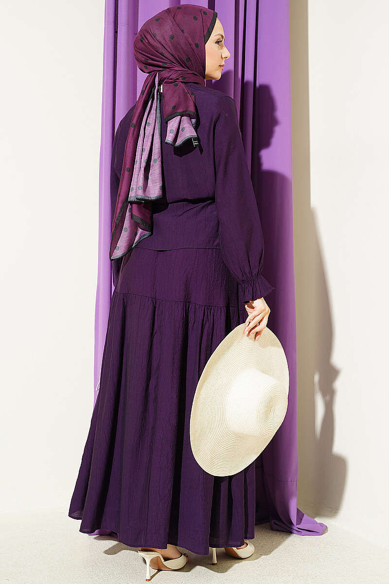 Tie-Waist Skirt Set - Purple