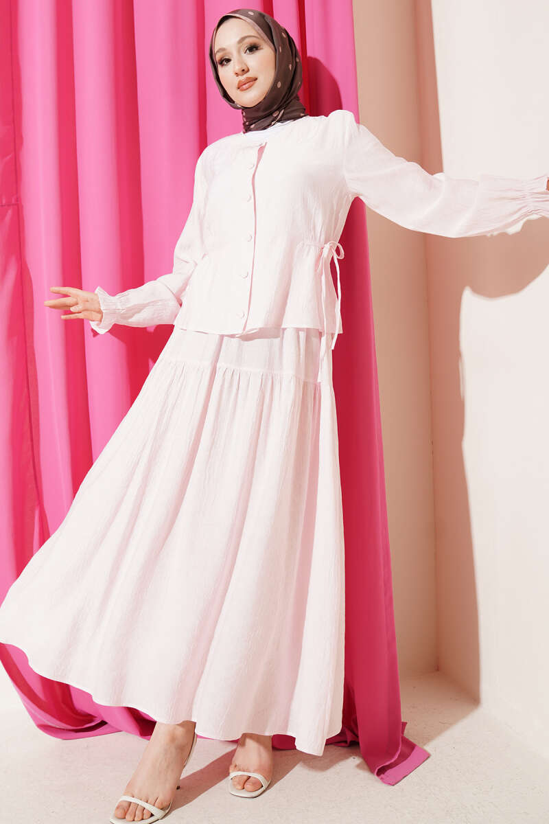 Tie-Waist Skirt Set - Pink