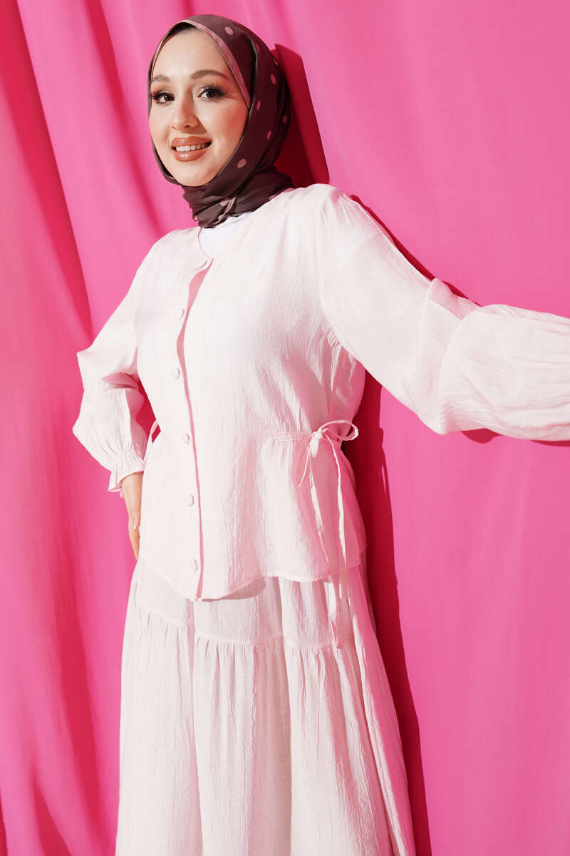 Tie-Waist Skirt Set - Pink