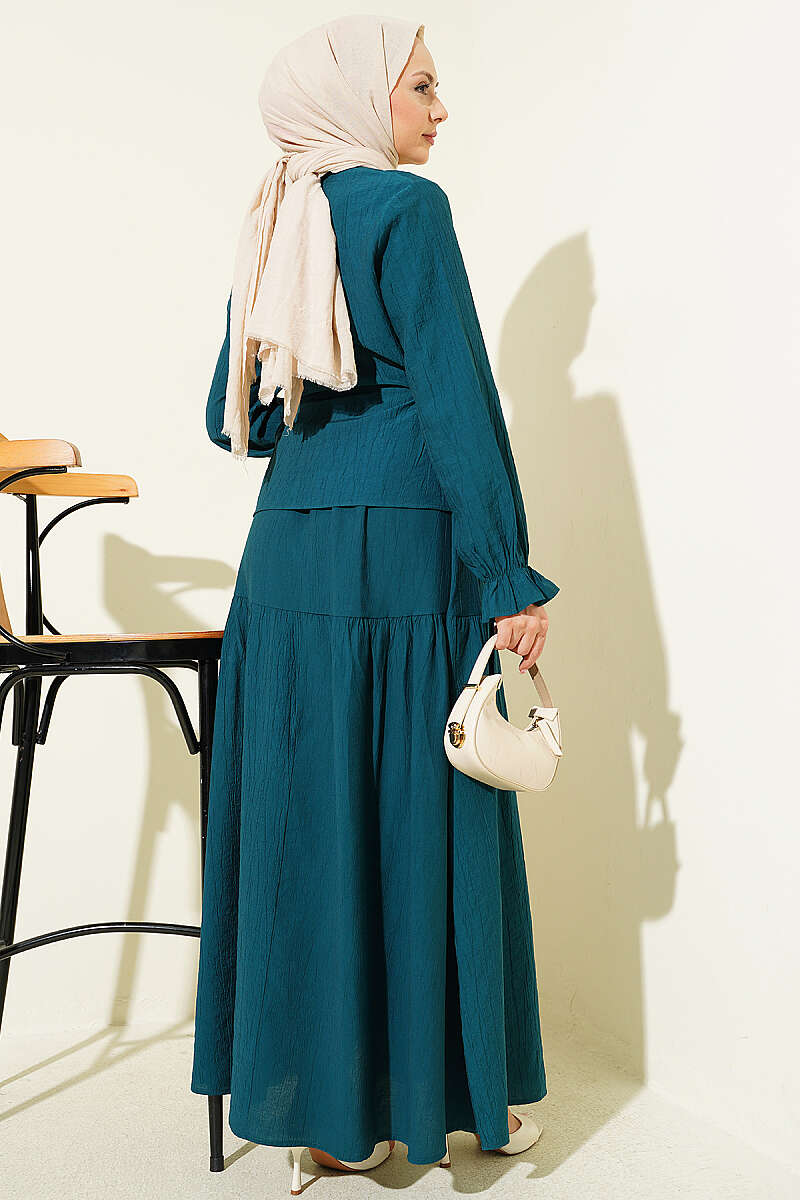 Tie-Waist Skirt Set - Teal