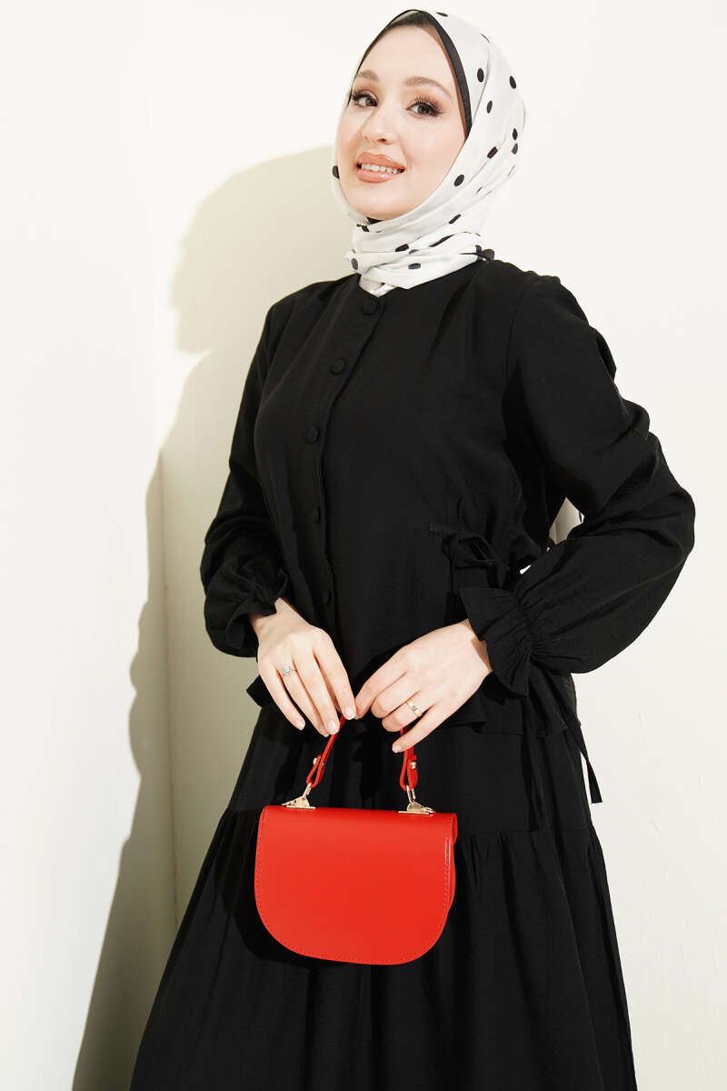 Tie-Waist Skirt Set - Black