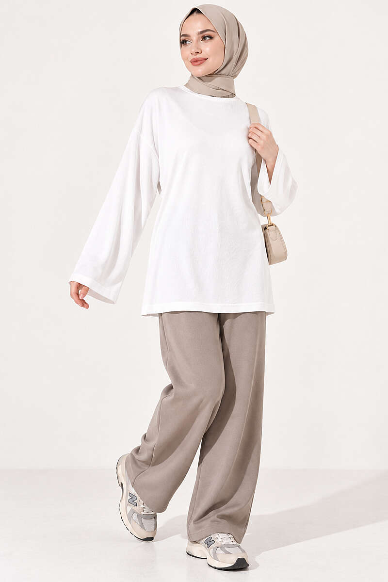 Jersey Tunic with Waist Tie - Ecru