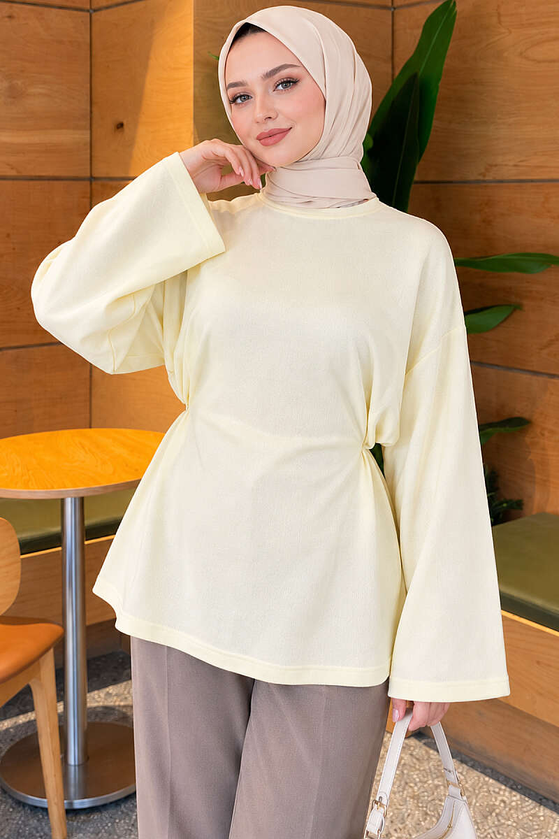 Jersey Tunic with Waist Tie - Yellow