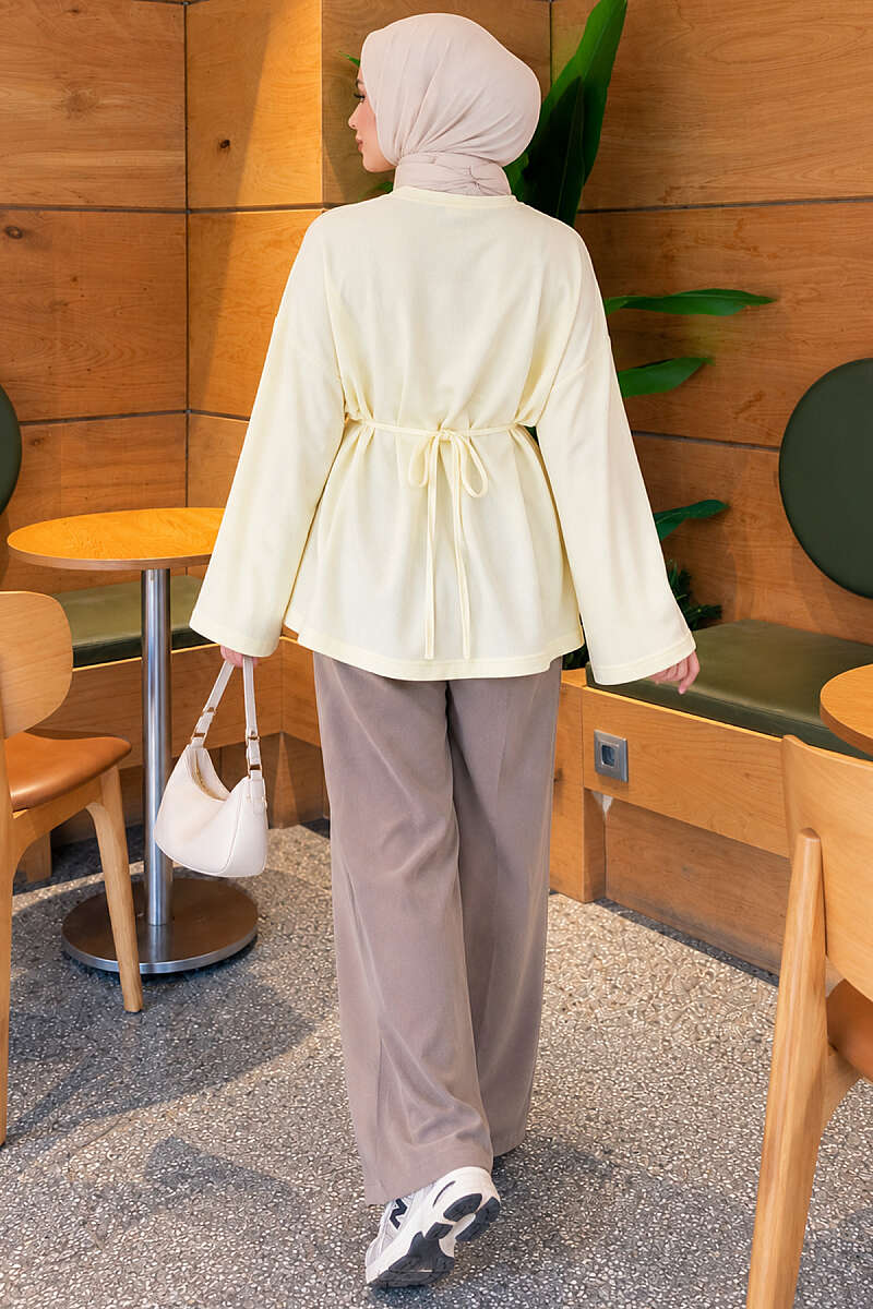 Jersey Tunic with Waist Tie - Yellow