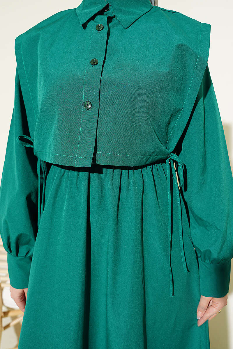 Polycotton Dress with Bolero and Elastic Waist - Emerald