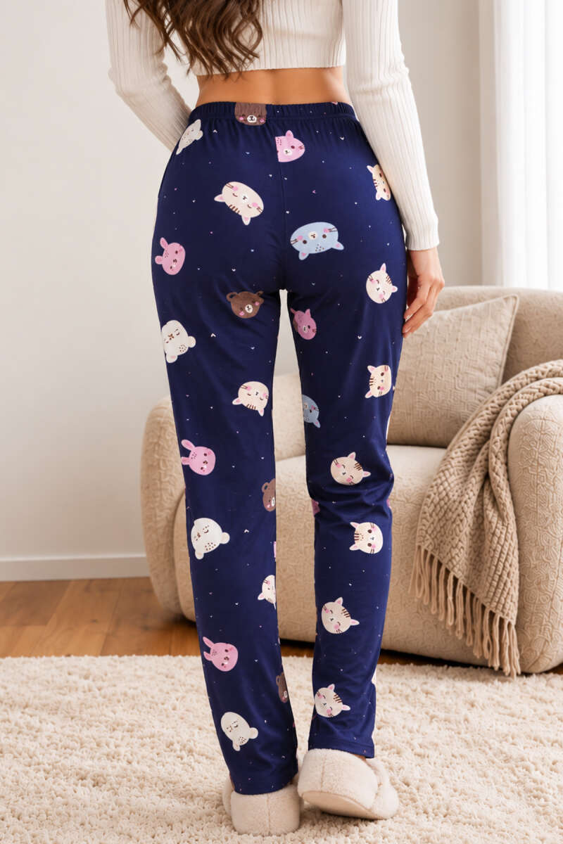 Printed Pyjama Bottoms with Elastic Waist - Multicolour 4