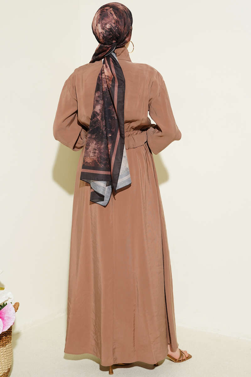 Zip Tencel Dress with Elastic Waist - Mink