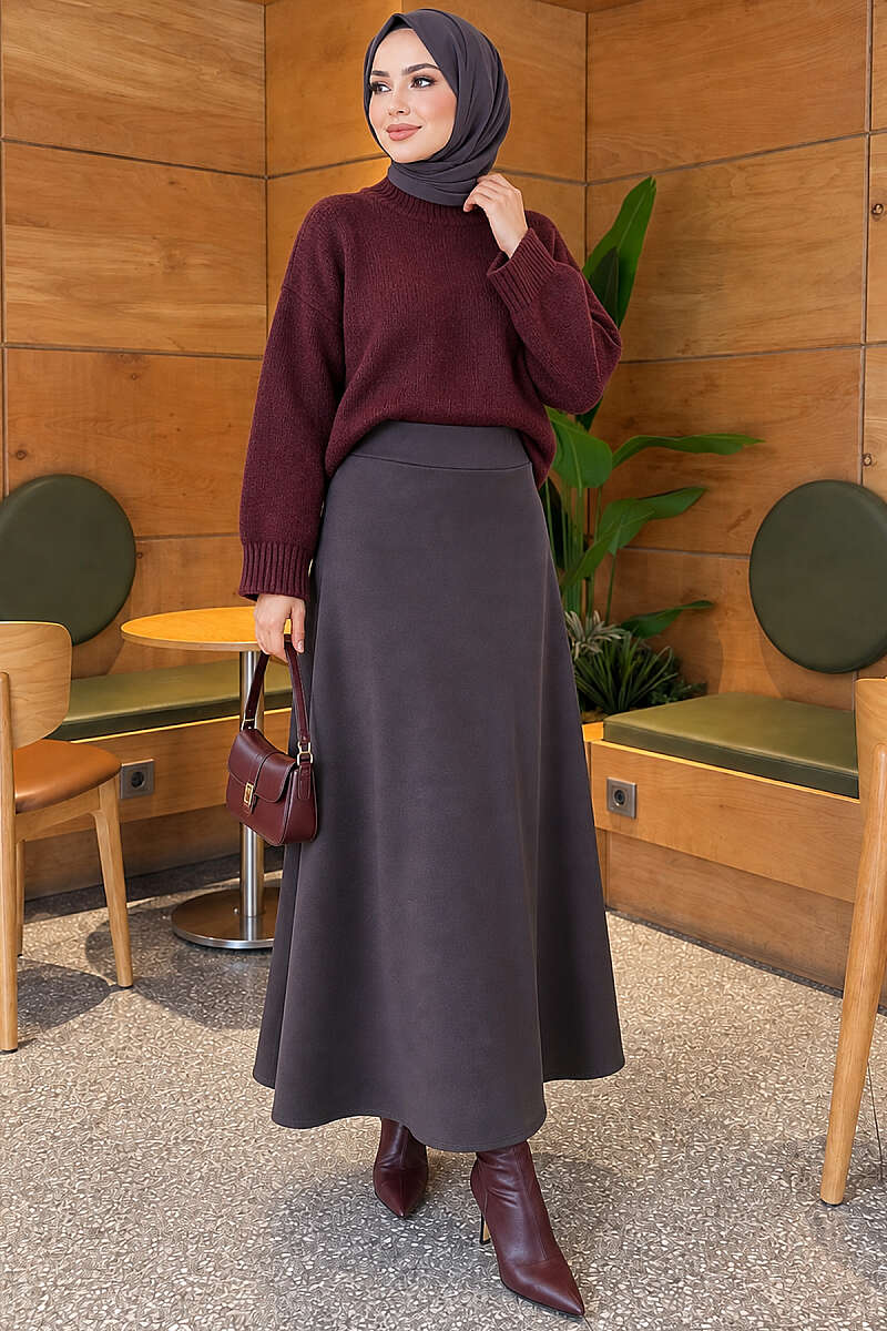 Flared Scuba Skirt - Smoke Grey