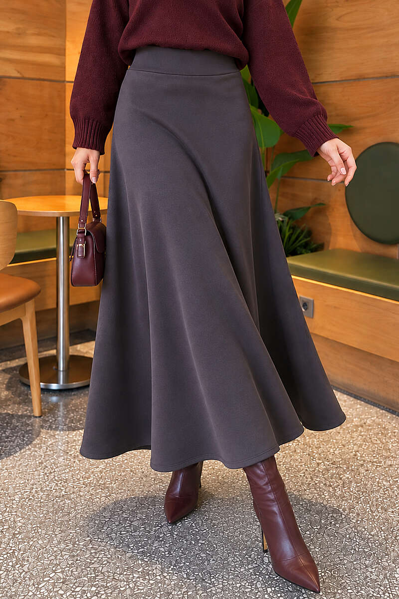 Flared Scuba Skirt - Smoke Grey