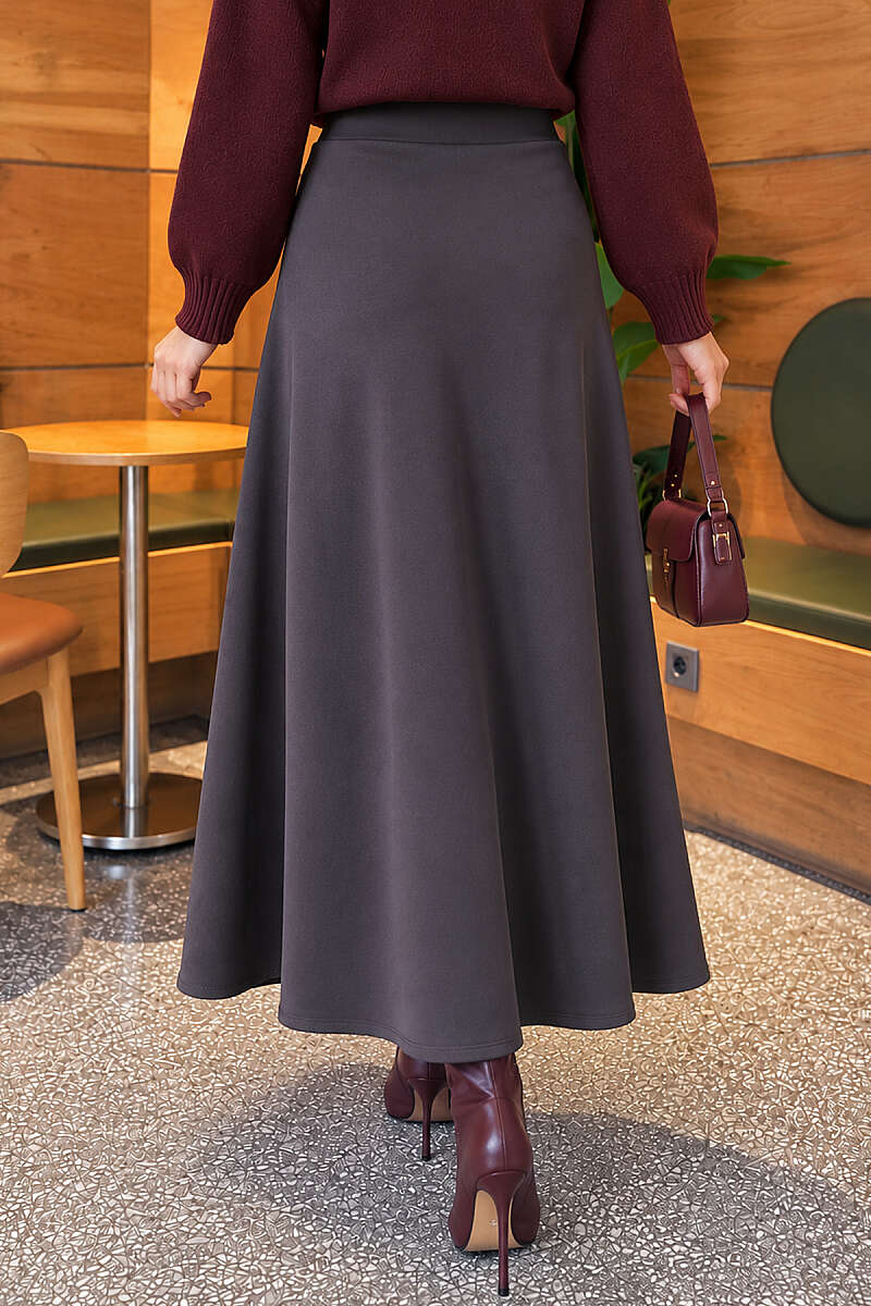 Flared Scuba Skirt - Smoke Grey