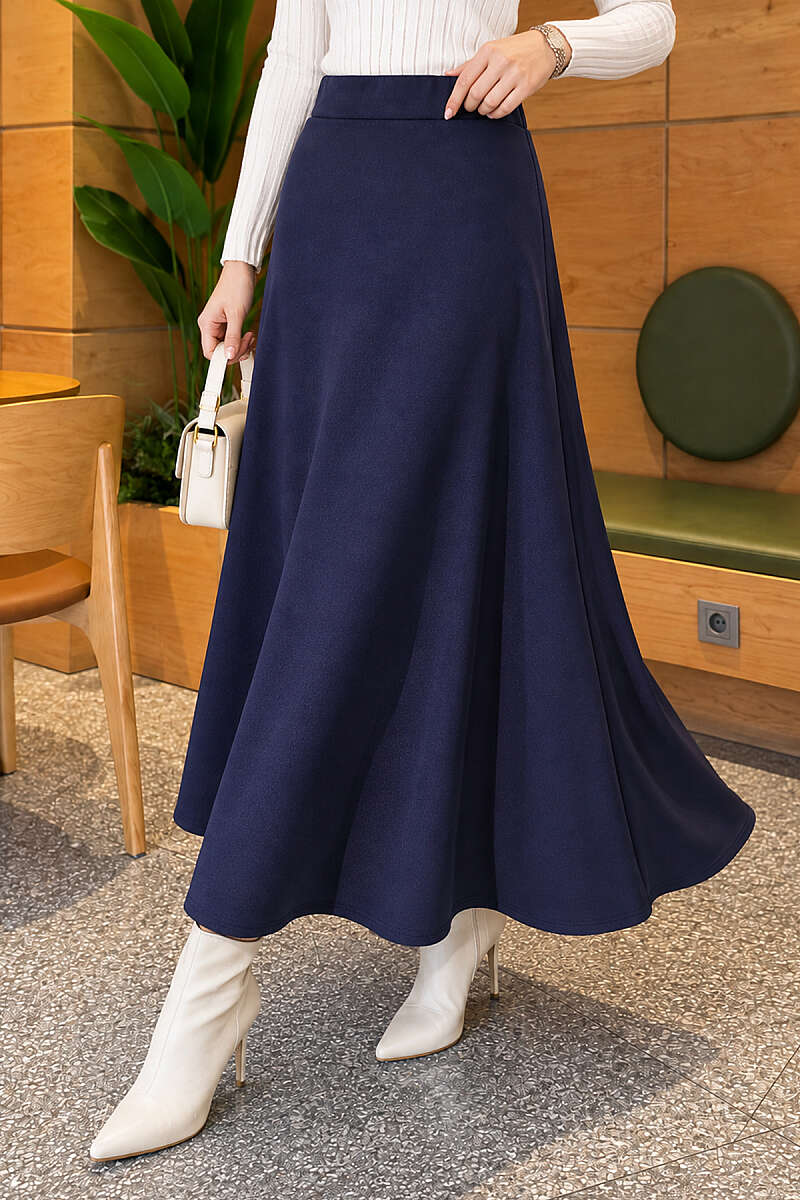 Flared Scuba Skirt - Navy