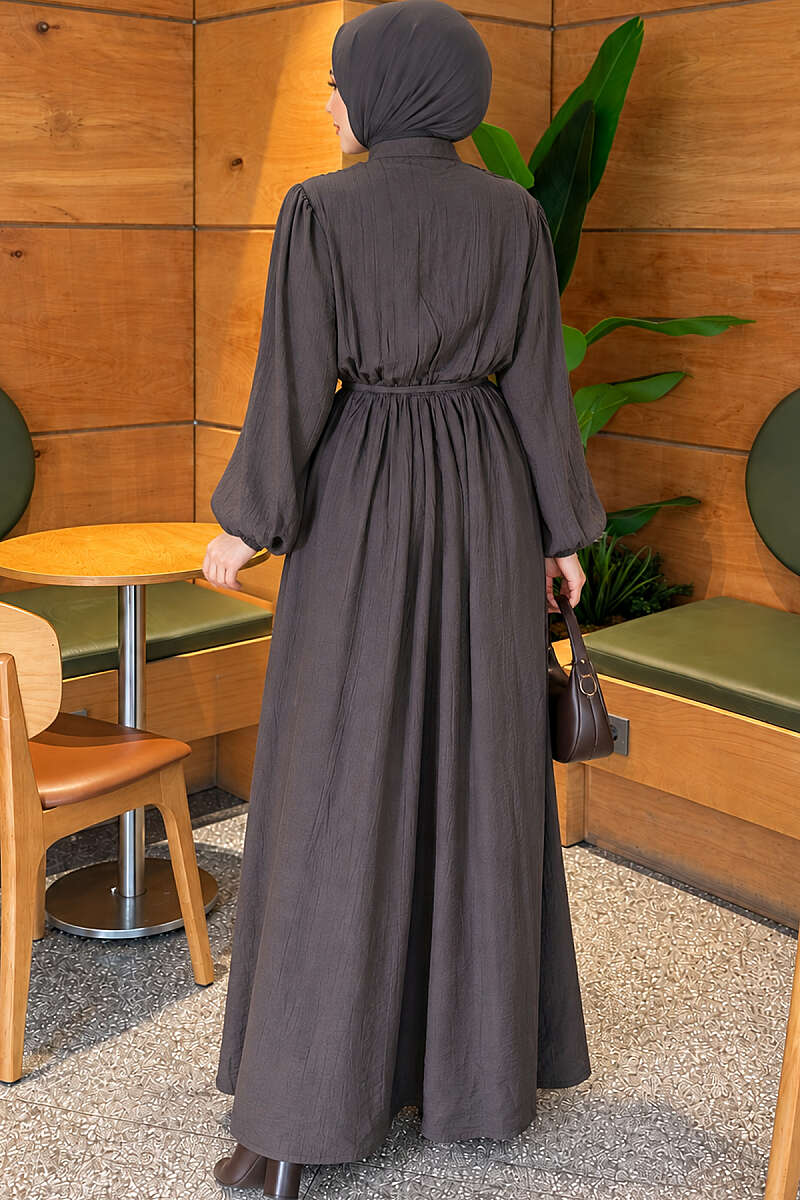 Ribbed Dress with Elastic Waist - Smoke Grey