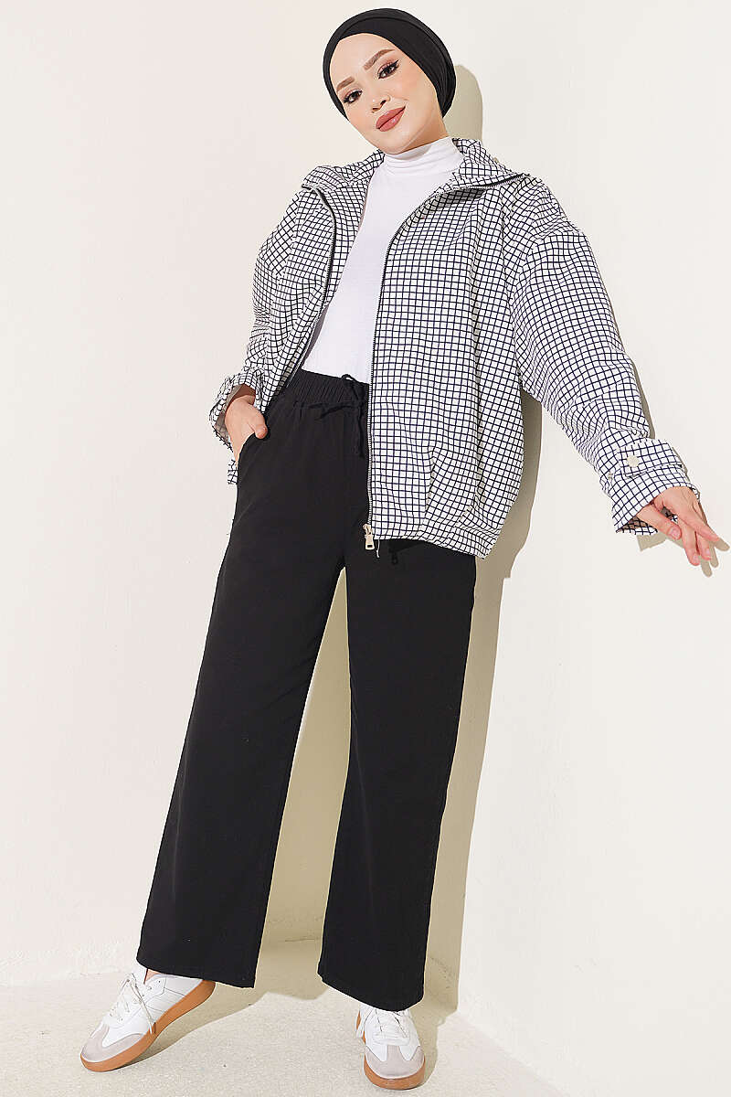 Loose Trousers with Elastic Waist - Black
