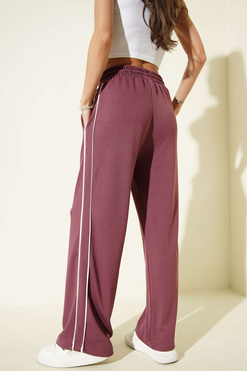 Elastic-Waist Loycha Pants with Side Piping - Dusty Rose
