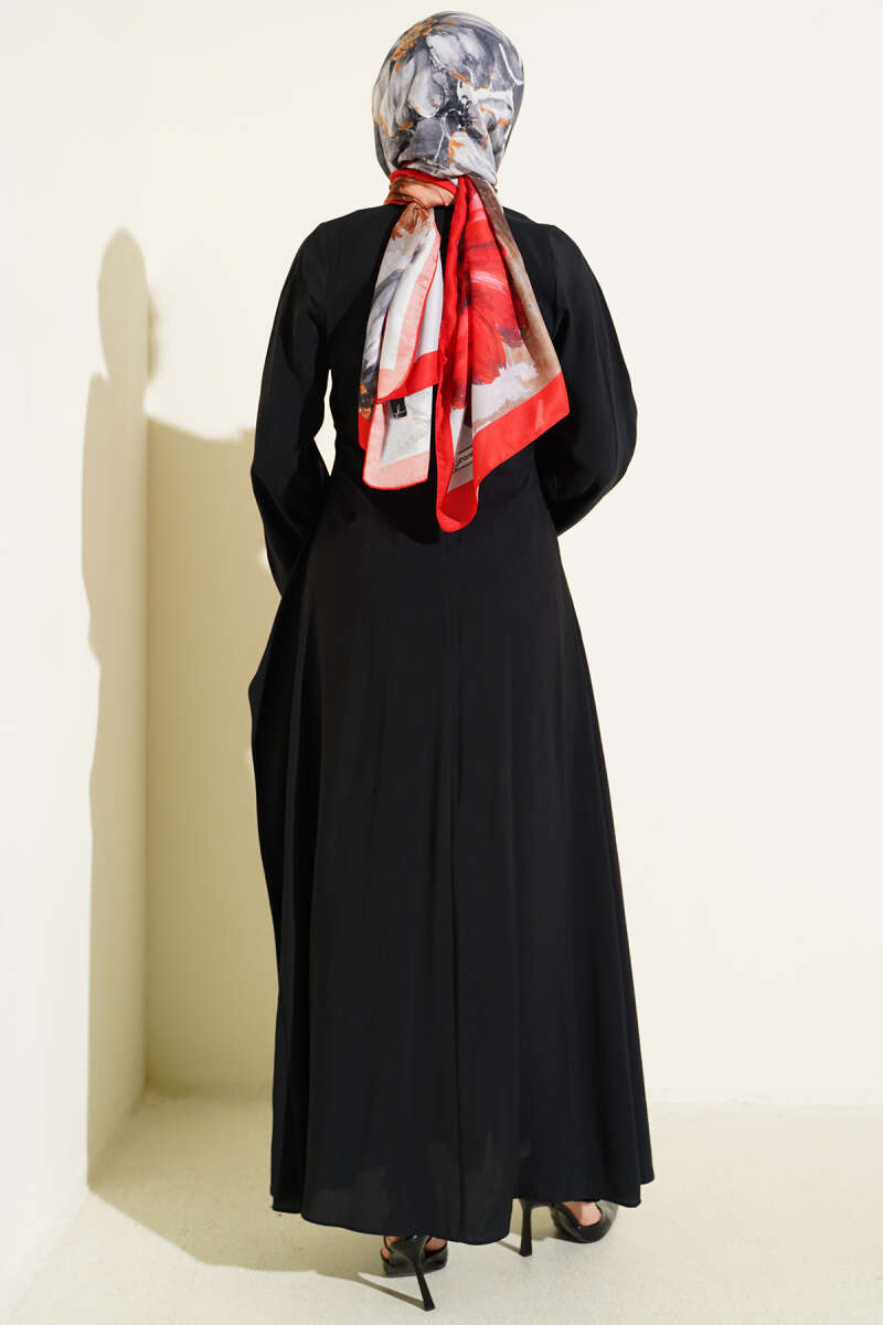 Tencel Dress with Waist Panel - Black