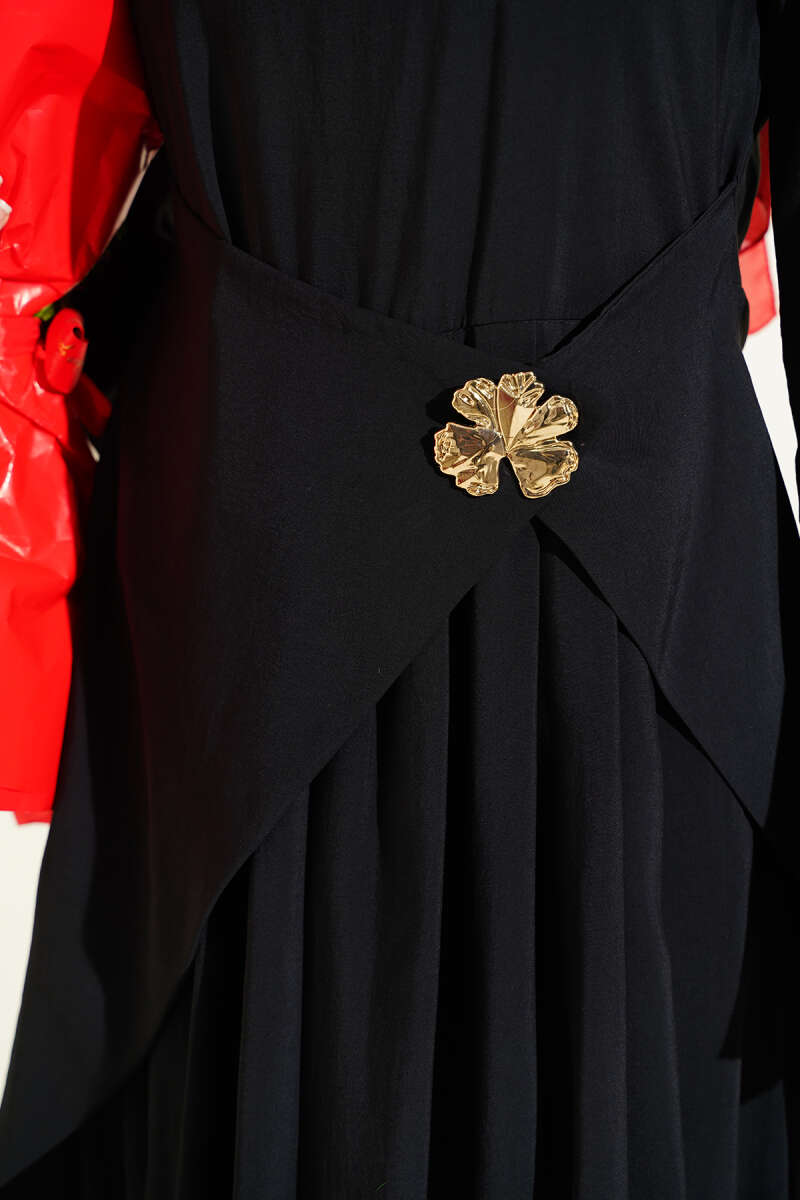 Tencel Dress with Waist Panel - Black