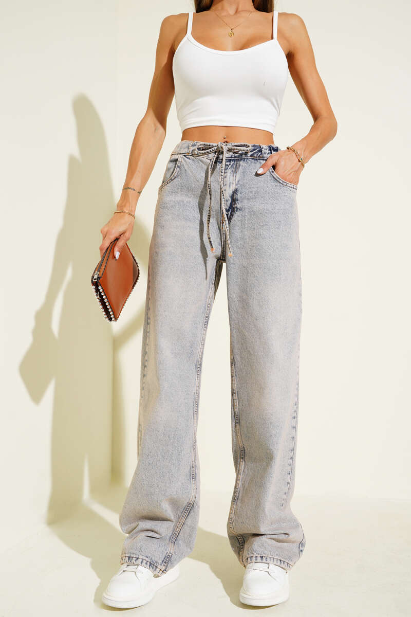 Drawstring-Waist Jeans - Brown Wash