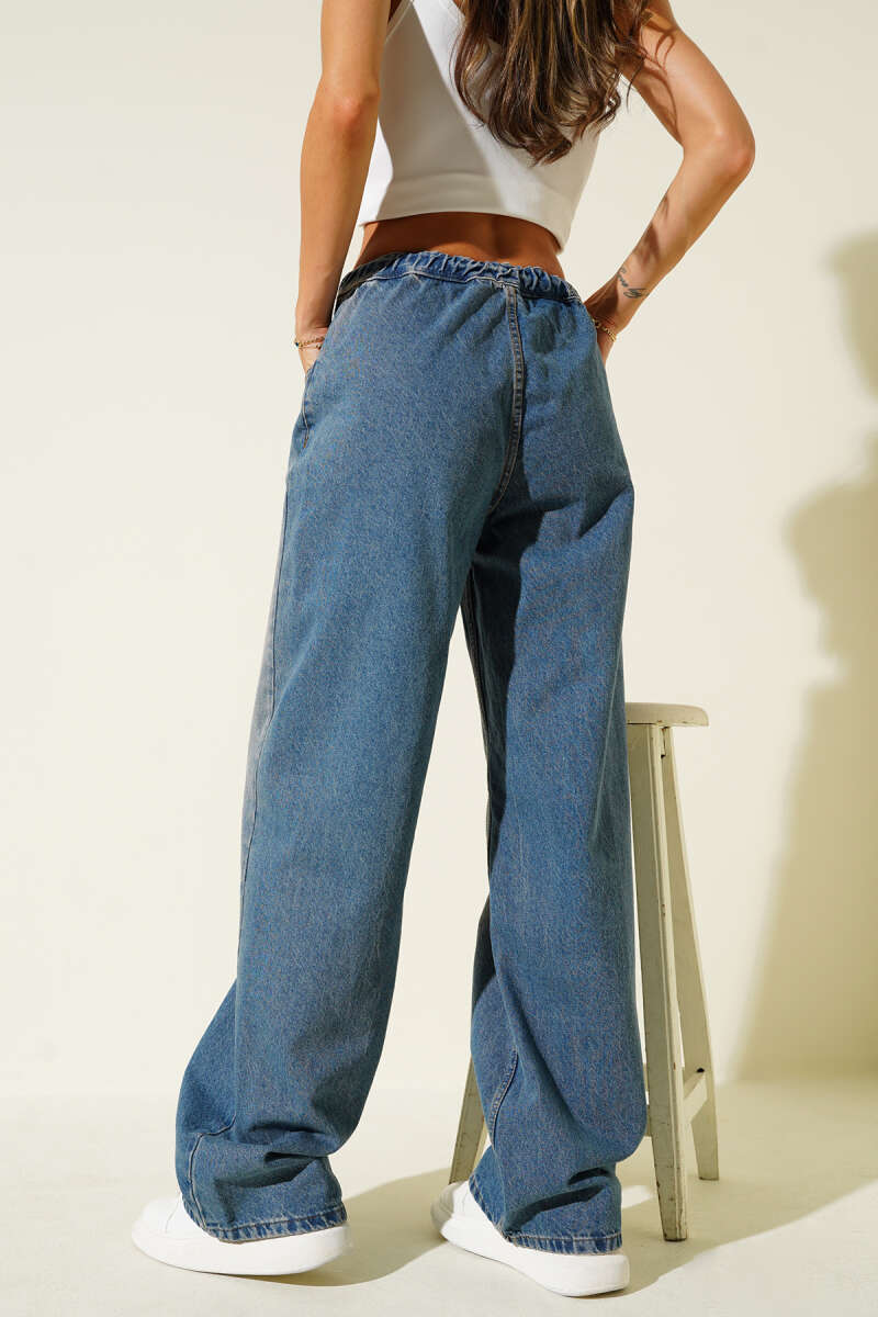 Drawstring-Waist Jeans - Blue