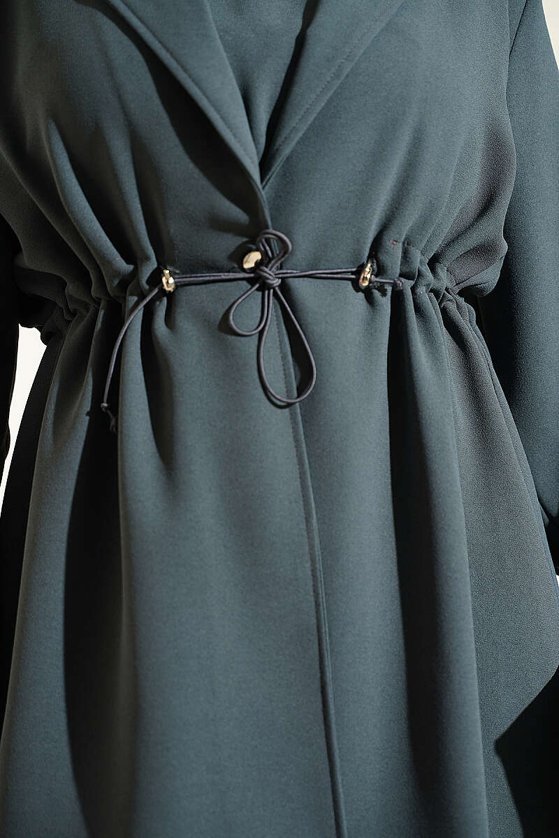 Jacket Set with Drawstring Waist - Smoke Grey