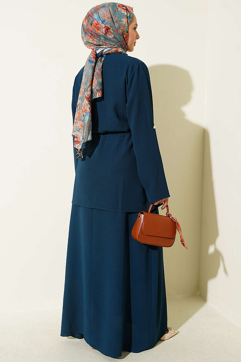 Jacket Set with Drawstring Waist - Petrol Green
