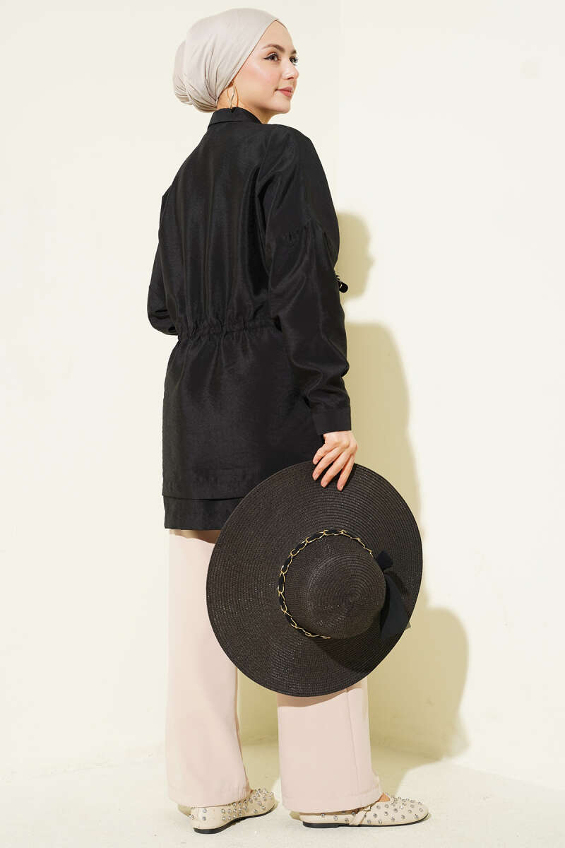 Oversized Odesa Shirt with Drawstring Waist - Black