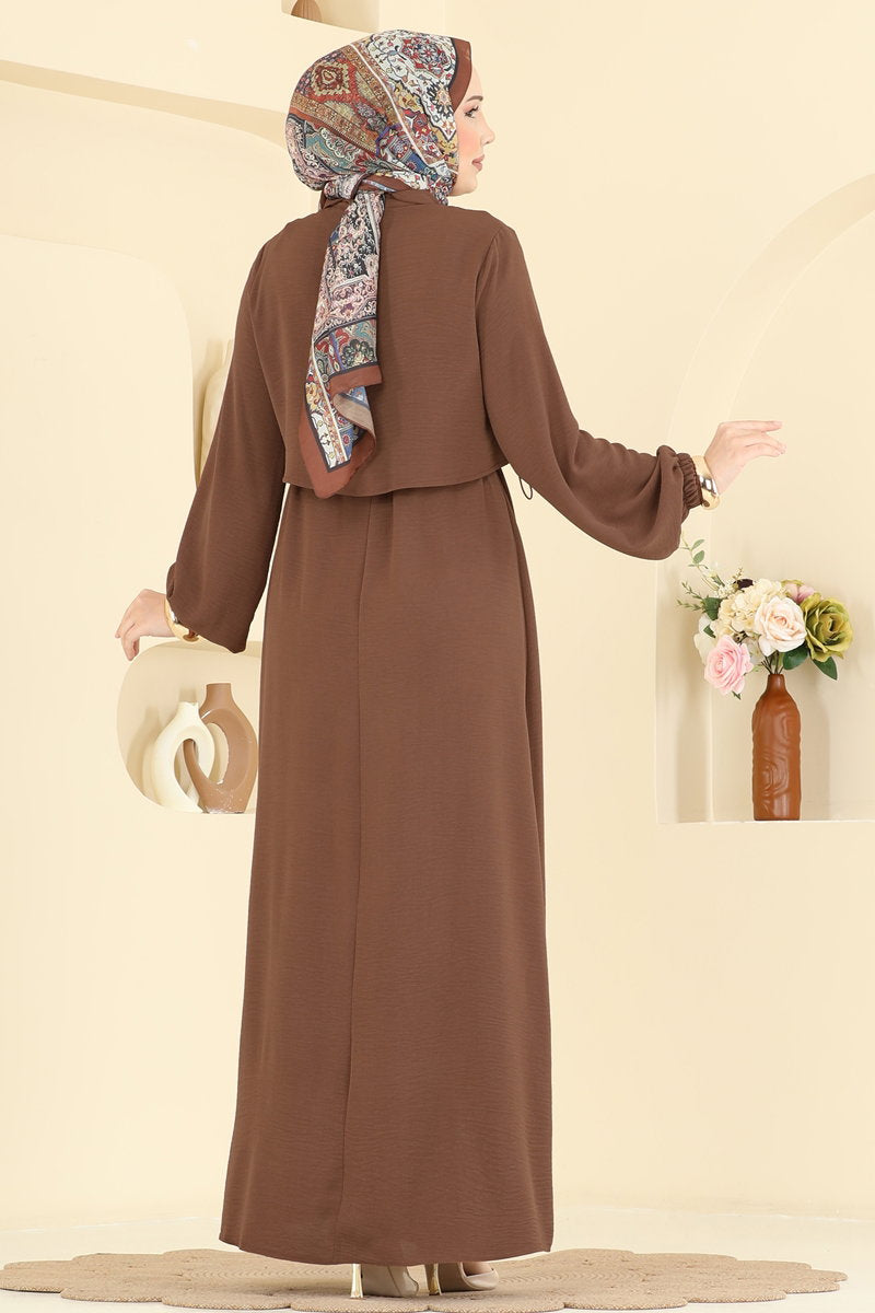 Aerobin Dress with Adjustable Waist - Brown