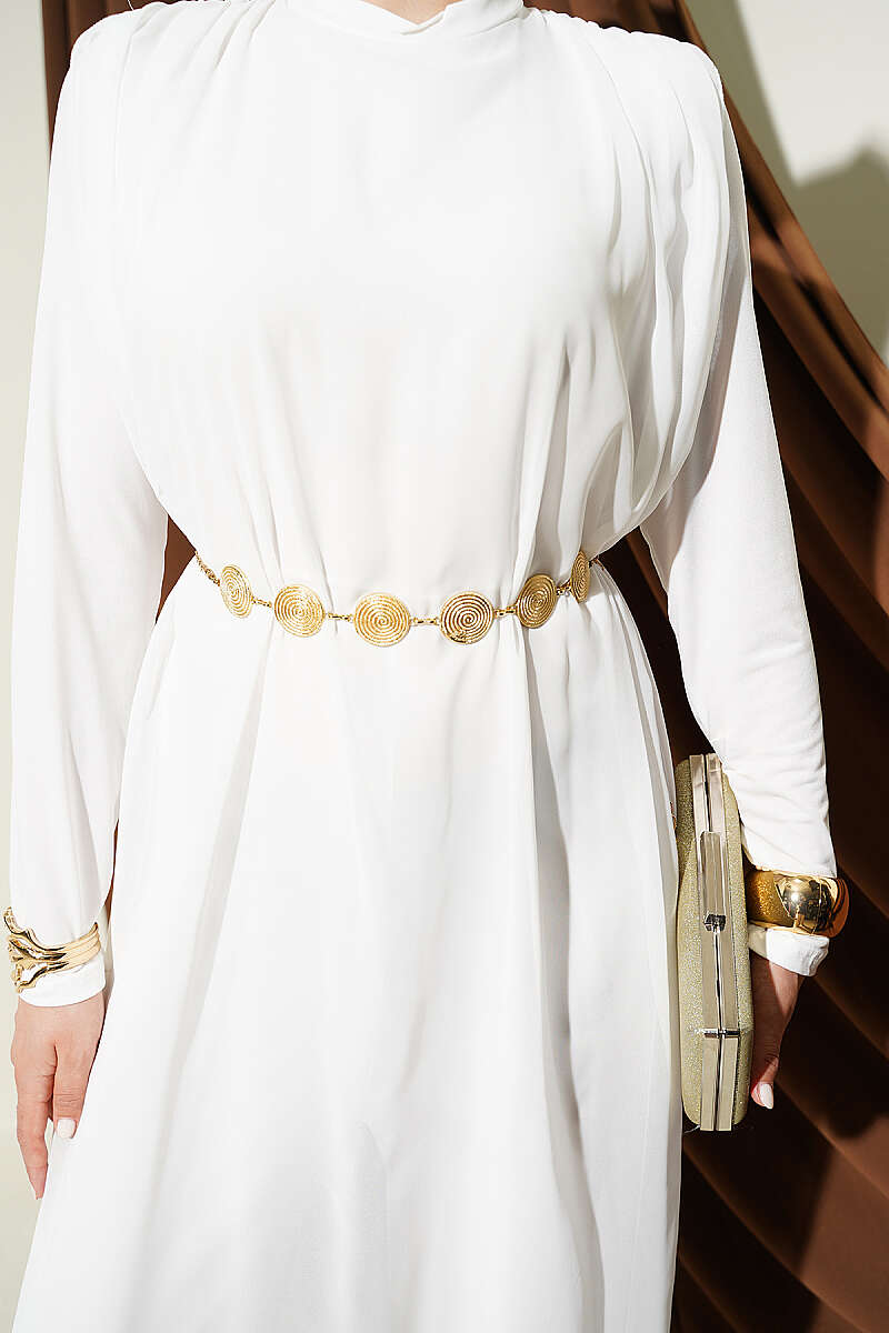 Tie-Waist Chiffon Jumpsuit - Ecru