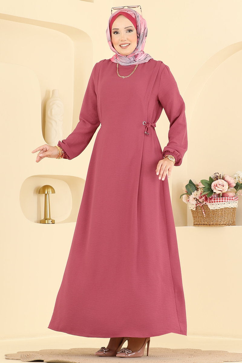 Aerobin Dress with Gathered Waist - Dark Dusty Rose