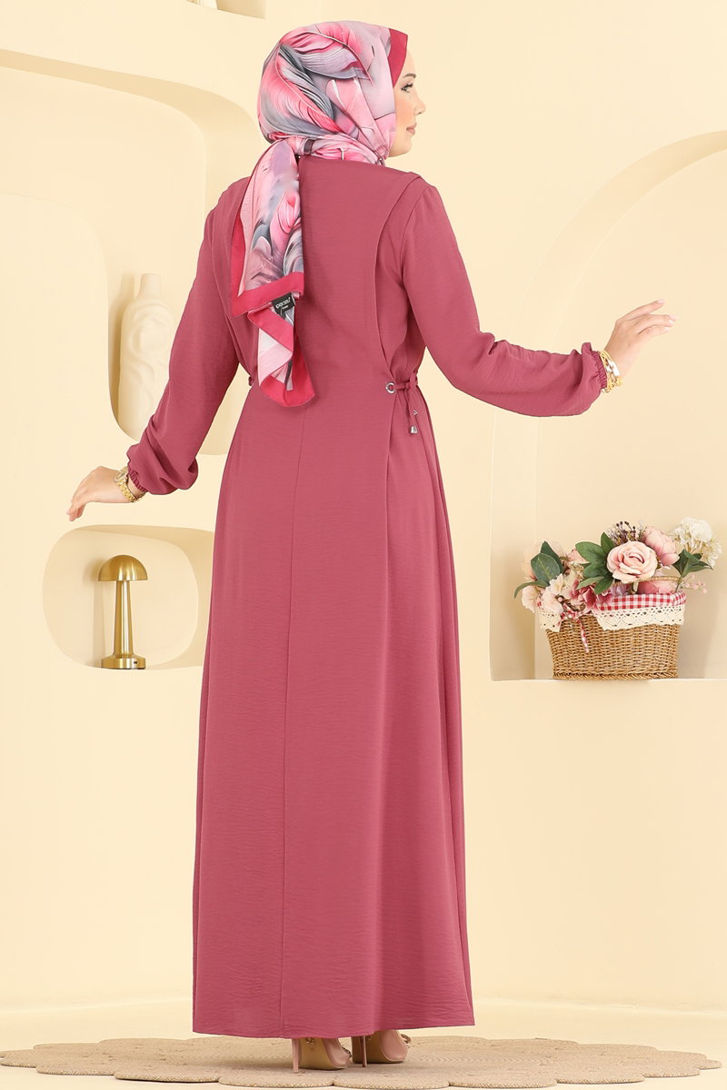 Aerobin Dress with Gathered Waist - Dark Dusty Rose