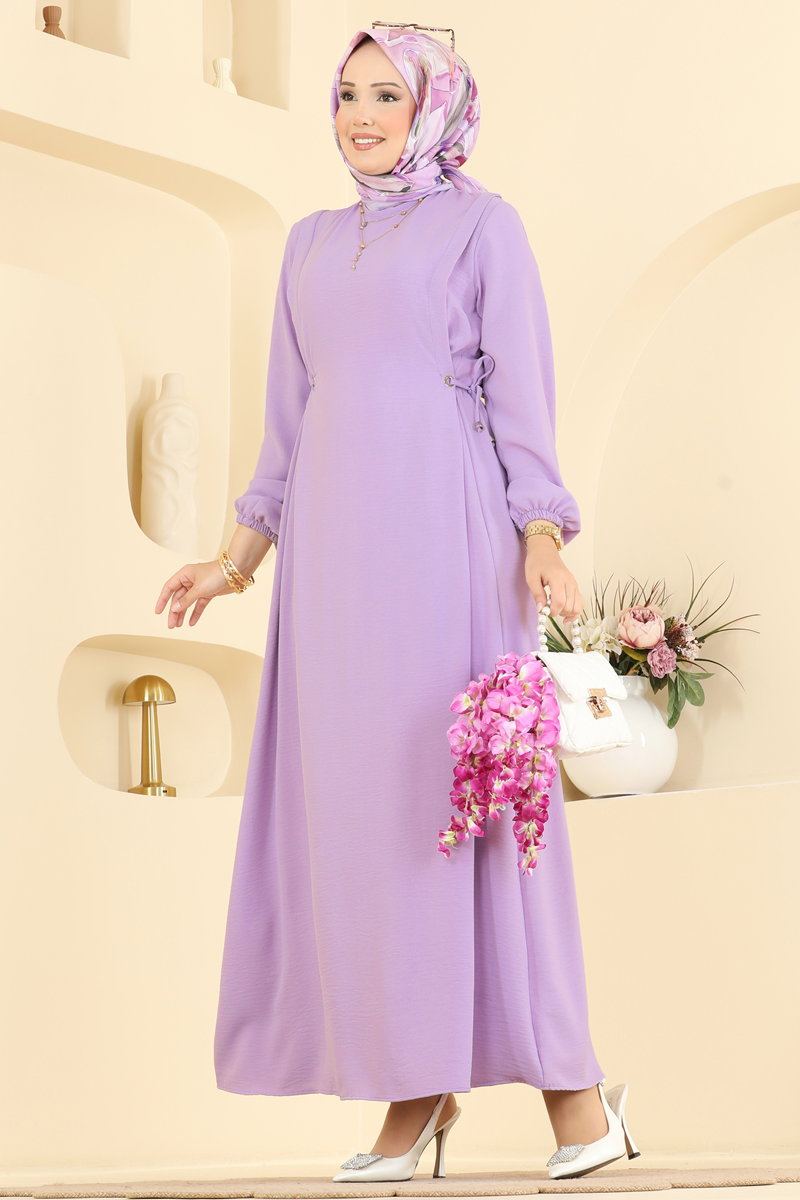 Aerobin Dress with Gathered Waist - Lilac
