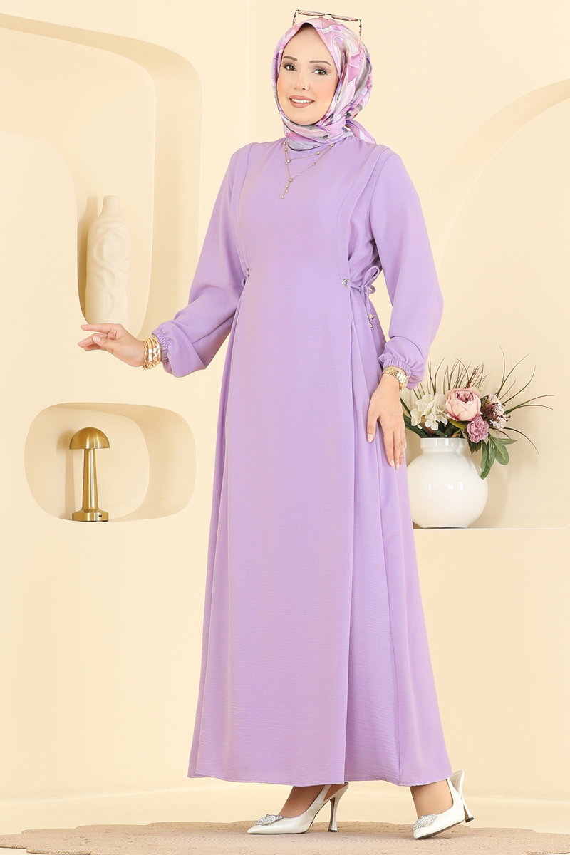 Aerobin Dress with Gathered Waist - Lilac