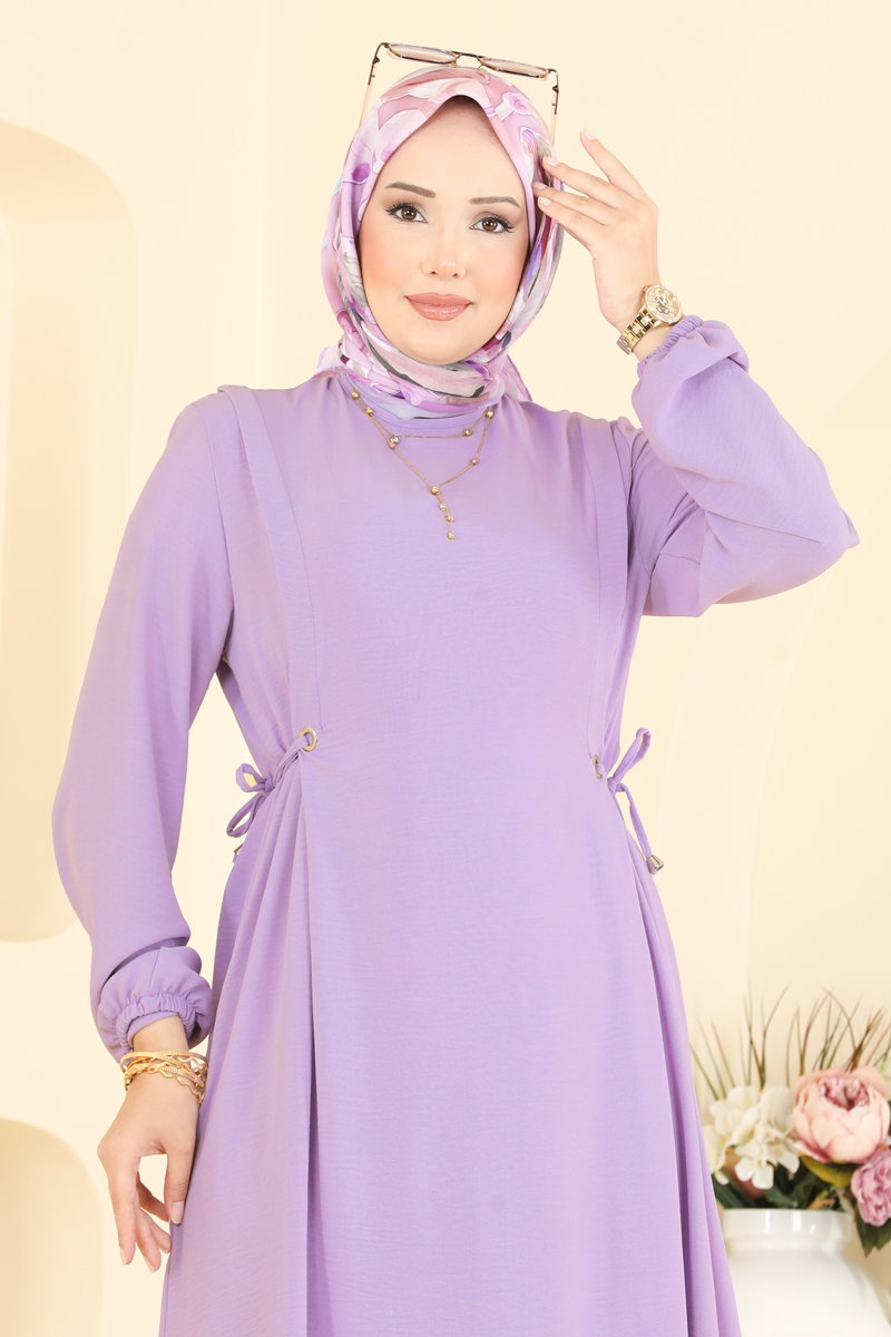 Aerobin Dress with Gathered Waist - Lilac
